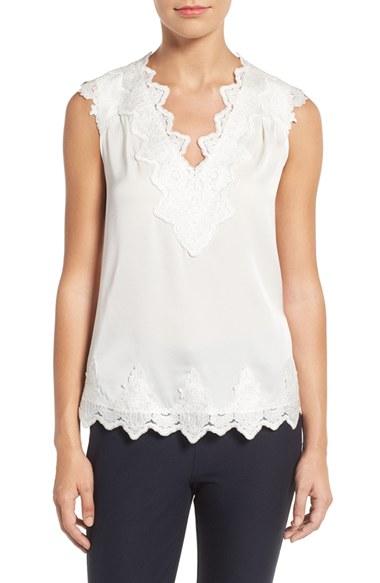 Women's Kobi Halperin Lana Lace Trim Stretch Silk Blouse