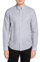 Men's Theory Rammy Trim Fit Linen & Cotton Sport Shirt - Grey