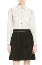 Women's Kate Spade New York Contrast Stitch Silk Shirt - Ivory