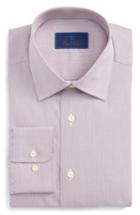 Men's David Donahue Regular Fit Check Dress Shirt .5 34/35 - Red