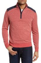 Men's Bugatchi Regular Fit Stripe Quarter Zip Pullover, Size - Red