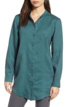 Petite Women's Eileen Fisher Organic Linen Tunic Shirt P - Green