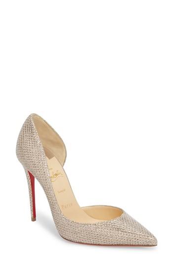 Women's Christian Louboutin Iriza Half D'orsay Pump Us / 34eu - Metallic