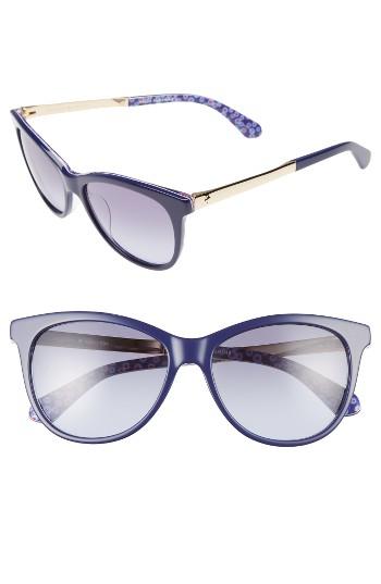 Women's Kate Spade New York Jizelle 55mm Gradient Lenses Cat Eye Sunglasses - Blue/ Pattern Blue