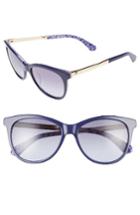 Women's Kate Spade New York Jizelle 55mm Gradient Lenses Cat Eye Sunglasses - Blue/ Pattern Blue