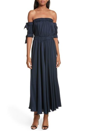 Women's Milly Zoey Stretch Silk Maxi Dress - Blue