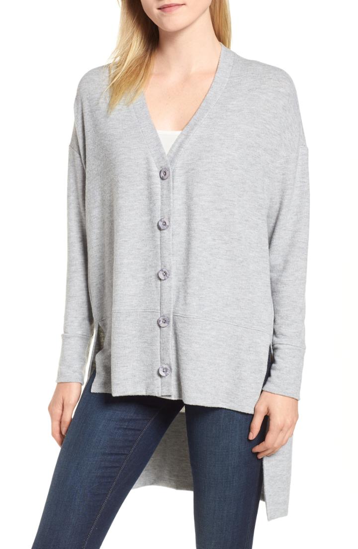 Women's Gibson High/low Easy Cardigan, Size - Grey