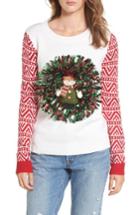 Women's Love By Design Snowman Wreath Sweater - Red