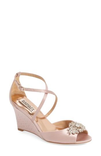 Women's Badgley Mischka 'abigail' Peep Toe Wedge M - Pink