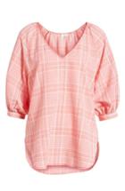 Women's Treasure & Bond Puff Sleeve Gingham Top, Size - Coral