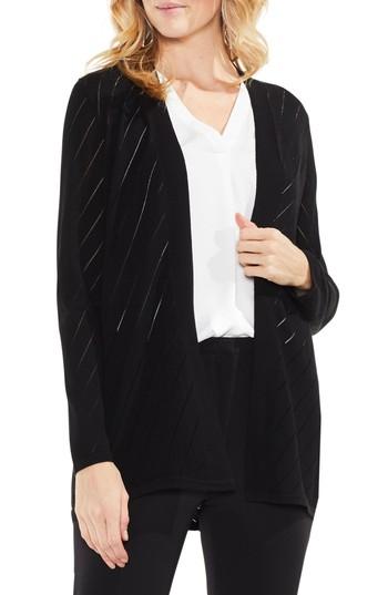 Women's Vince Camuto Open Front Pointelle Cardigan, Size - Black