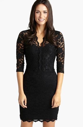 Women's Karen Kane Scalloped Lace V-neck Dress - Black