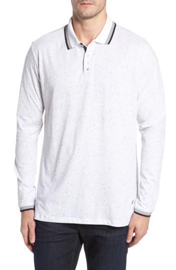 Men's Stone Rose Speckle Knit Long Sleeve Polo (s) - White