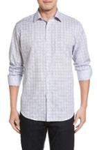Men's Bugatchi Classic Fit Check Sport Shirt, Size - Grey