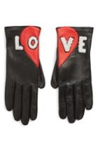 Women's Agnelle Love Genuine Shearling Leather Gloves .5 - Black