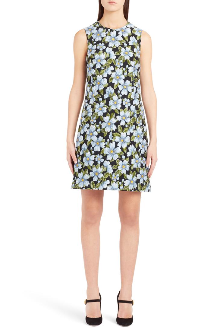Women's Dolce & Gabbana Floral Jacquard Shift Dress Us / 38 It - Blue