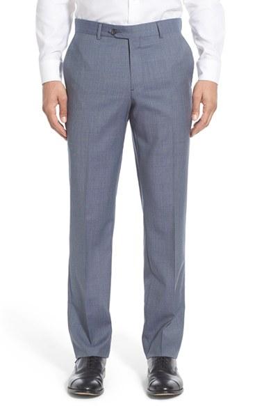 Men's Nordstrom Men's Shop Flat Front Solid Wool Trousers