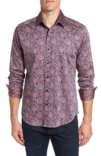 Men's Robert Graham Lang Tailored Fit Print Sport Shirt - Blue