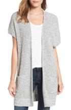 Women's Caslon Shaker Stitch Open Front Cardigan - White