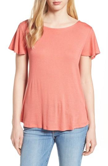 Women's Bobeau Reversible Ruffle Trim Tee - Orange