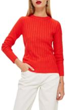 Women's Topshop Rib Sweater Us (fits Like 0) - Red