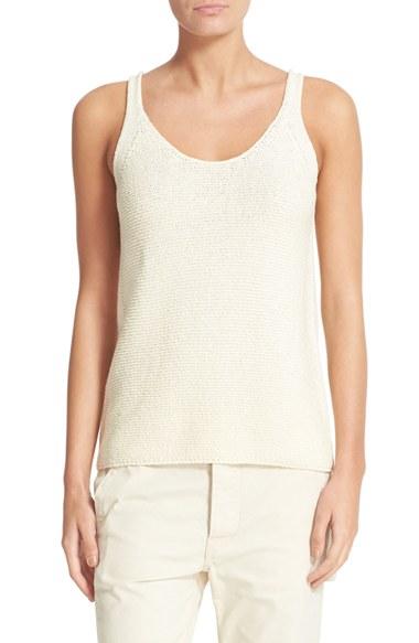 Women's Vince Textured Knit Cotton Tank - White