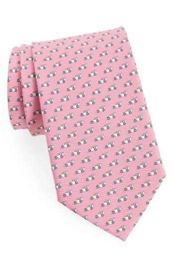 Men's Salvatore Ferragamo Race Car Print Silk Tie, Size - Pink