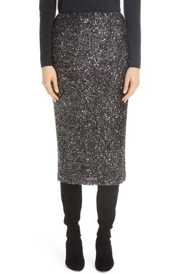 Women's Lafayette 148 New York Casey Sequin Midi Skirt - Metallic