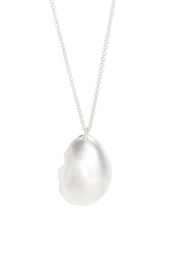 Women's All Blues Quail Eggshell Half Silver Pendant Necklace