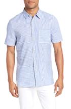 Men's French Connection Stripe Chambray Cotton & Linen Sport Shirt