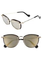 Women's Moncler 50mm Mirrored Geometric Sunglasses - Black/ Pale Gold/ Smoke/ Gold