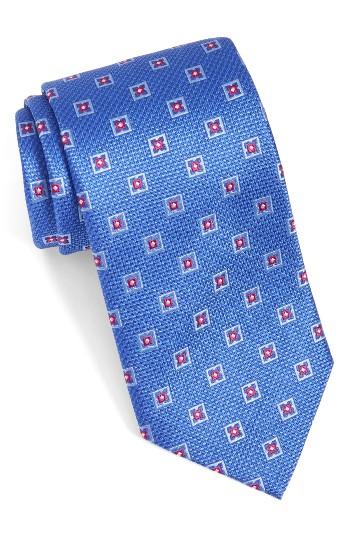 Men's David Donahue Medallion Silk Tie, Size X-long - Blue