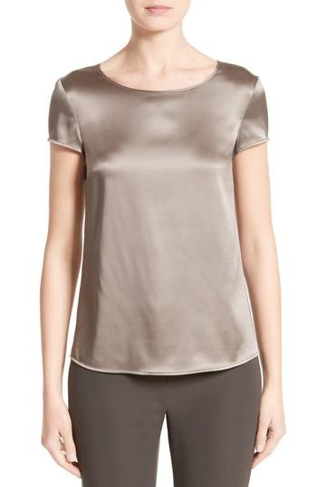 Women's Armani Collezioni Stretch Silk Satin Top Us / 40 It - Beige