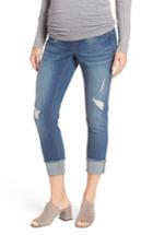 Women's 1822 Denim Destructed Maternity Crop Jeans - Blue