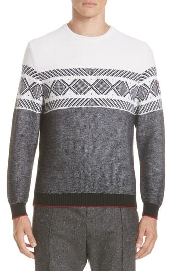 Men's Z Zegna Jacquard Wool Crewneck Sweater - Black