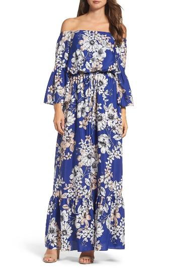 Women's Eliza J Off The Shoulder Floral Maxi Dress - Blue