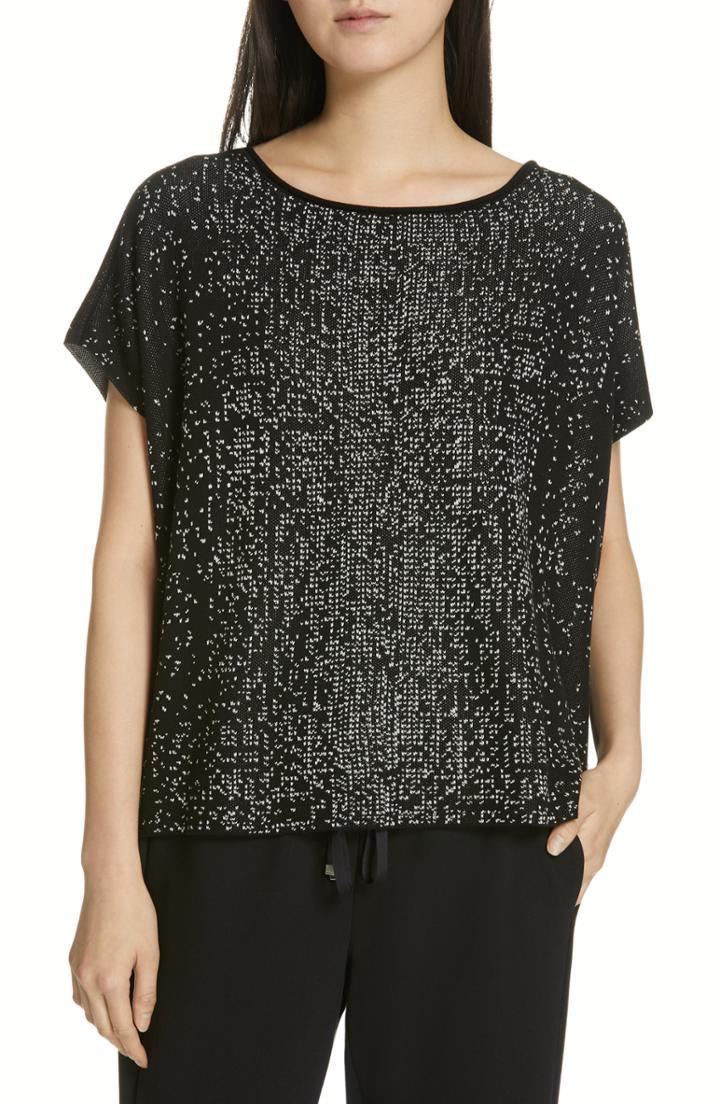 Women's Eileen Fisher Bateau Neck Top, Size /x-small - Black