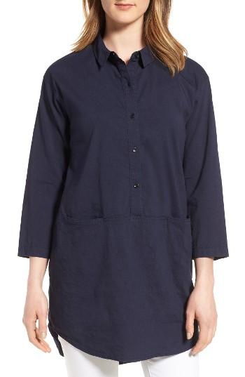 Women's Eileen Fisher Organic Linen Blend Tunic, Size - Blue