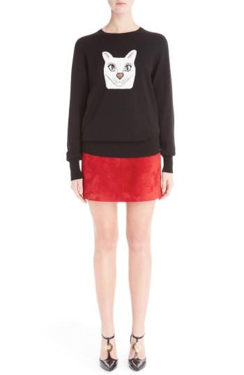 Women's Loewe Wool Blend Intarsia Sweater - Black