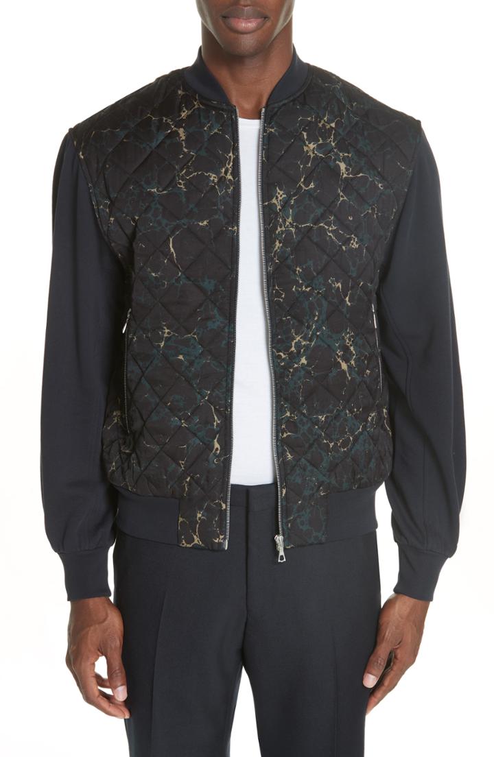 Men's Dries Van Noten Quilted Fleece Bomber Jacket