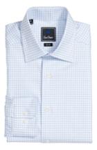 Men's David Donahue Trim Fit Check Dress Shirt - 32/33 - Blue