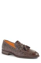 Men's Zelli 'como' Genuine Crocodile Tassel Loafer .5 M - Brown