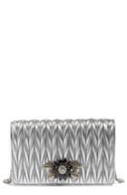 Women's Miu Miu Delice Matelasse Leather Wallet On A Chain - Metallic