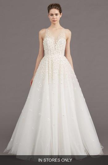 Women's Amsale Callie Embellished A-line Gown, Size In Store Only - Ivory