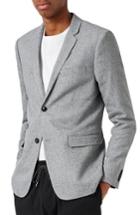 Men's Topman Crossweave Texture Skinny Fit Sport Coat - Grey