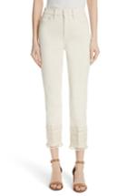Women's Tory Burch Lana Embellished Hem Jeans - White