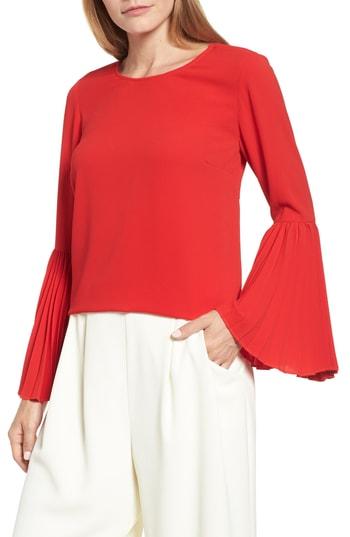 Women's Vince Camuto Pleated Bell Sleeve Blouse, Size - Red