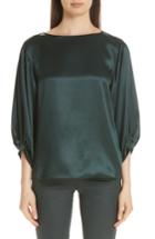 Women's Lafayette 148 New York Wynona Silk Charmeuse Blouse - Green