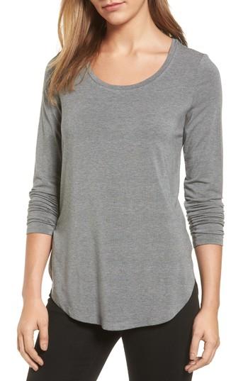 Petite Women's Halogen Long Sleeve Knit Tunic P - Grey