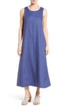 Women's Eileen Fisher Organic Linen Long A-line Dress, Size - Blue